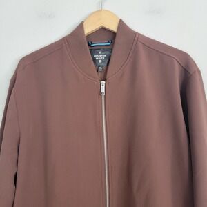 Houston White Adult Mens Brown Bomber Jacket‎ Full Zip Up Size XL Casual